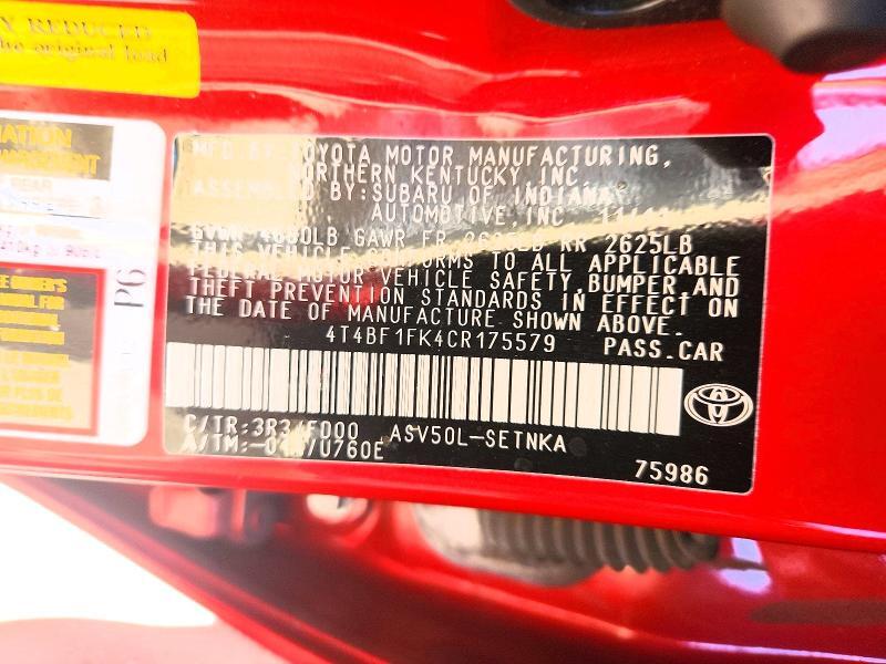 4T4BF1FK4CR175579 2012 TOYOTA CAMRY photo no. 12