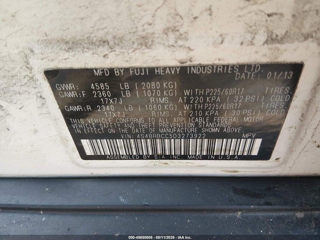 4S4BRBCC5D3273922 2013 SUBARU OUTBACK photo no. 9