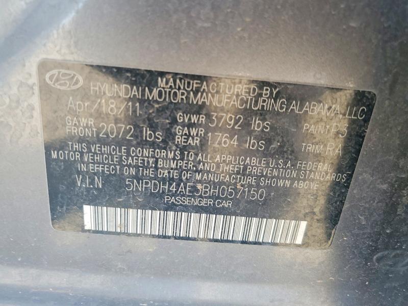 5NPDH4AE3BH057150 2011 HYUNDAI ELANTRA photo no. 12