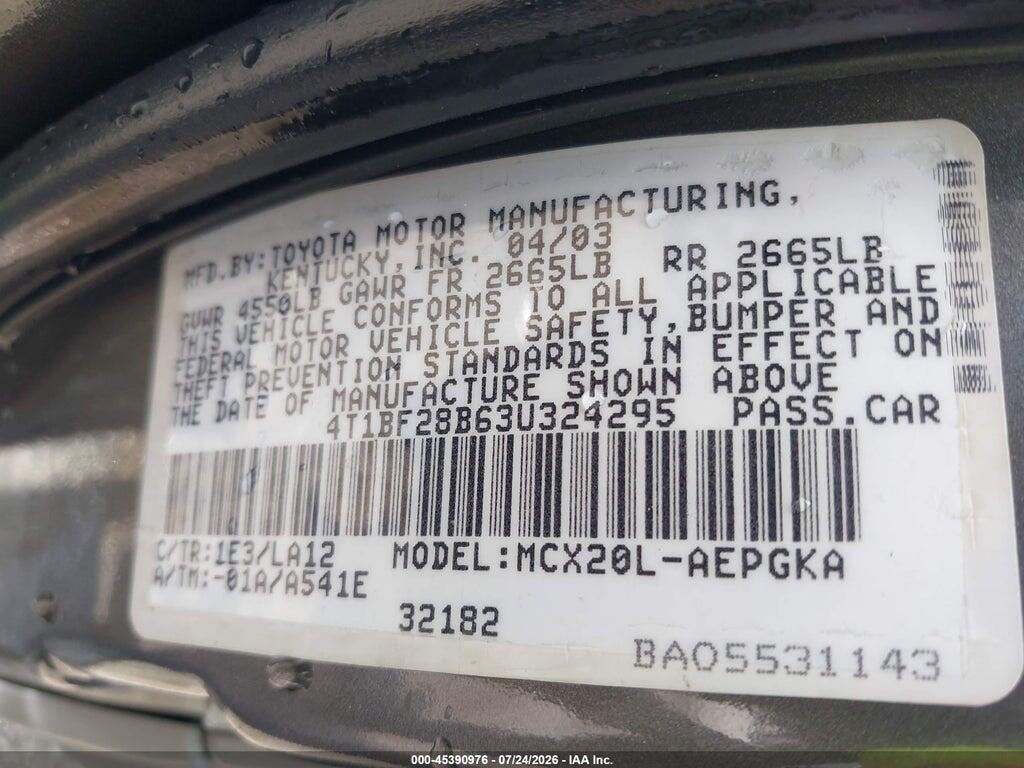 4T1BF28B63U324295 2003 TOYOTA AVALON photo no. 9