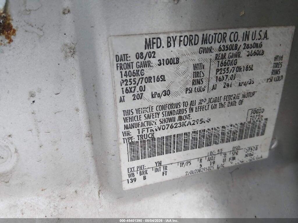 1FTRW07623KA29508 2003 FORD F-150 photo no. 9
