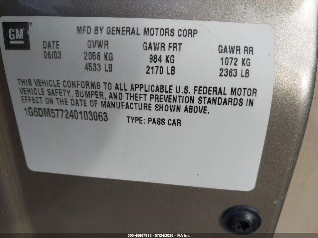 1G6DM577240103063 2004 CADILLAC CTS photo no. 9
