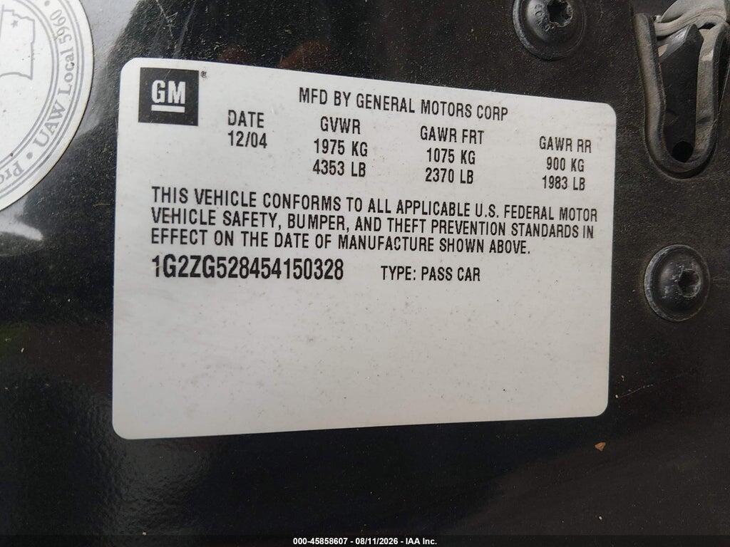 1G2ZG528454150328 2005 PONTIAC G6 photo no. 9