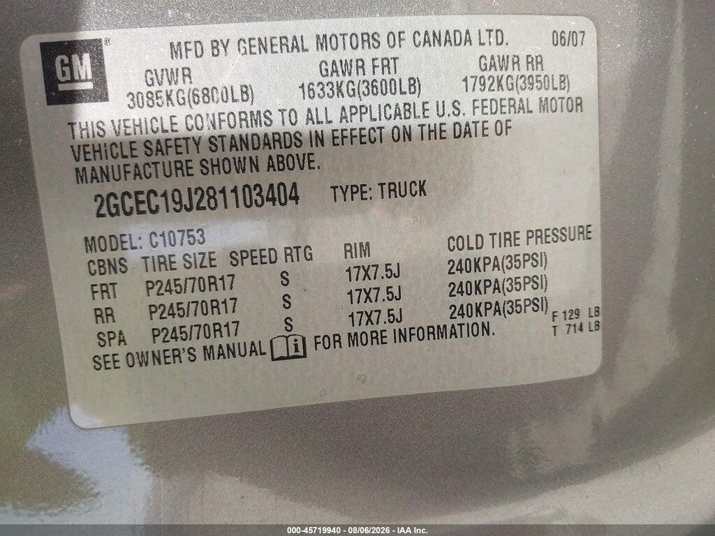 2GCEC19J281103404 2008 CHEVROLET SILVERADO 1500 photo no. 9