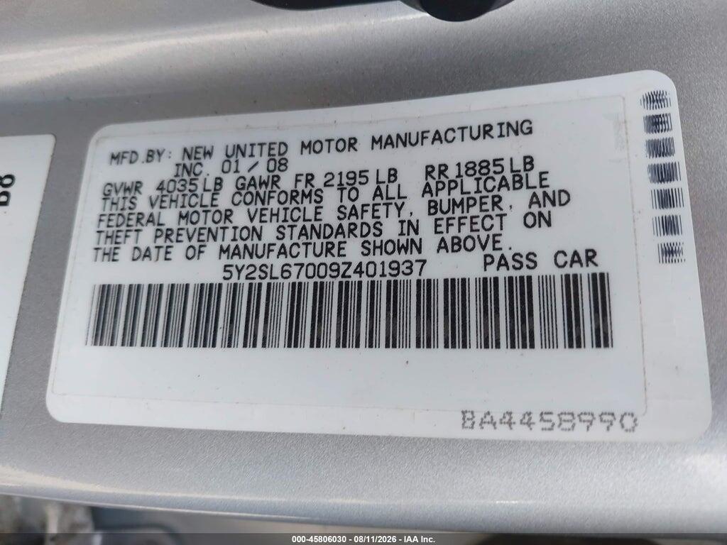 5Y2SL67009Z401937 2009 PONTIAC VIBE photo no. 9