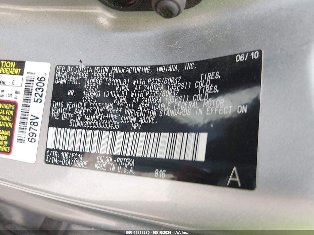 5TDKK3DC0BS053435 2011 TOYOTA SIENNA photo no. 9