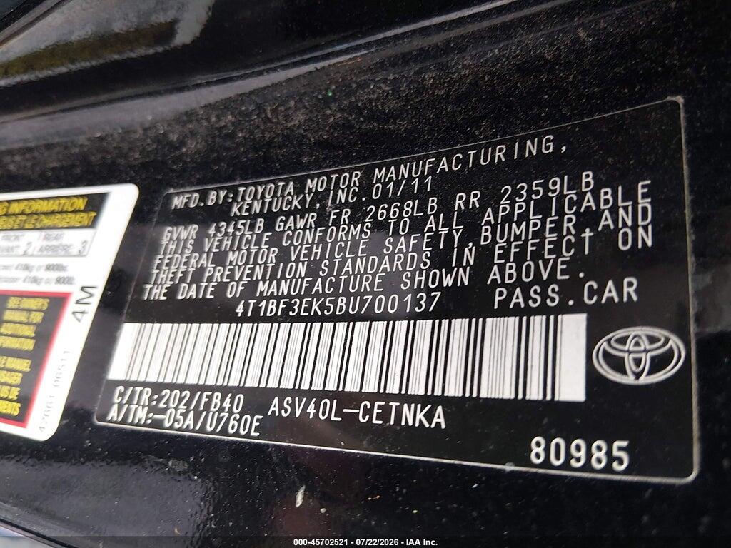 4T1BF3EK5BU700137 2011 TOYOTA CAMRY photo no. 9