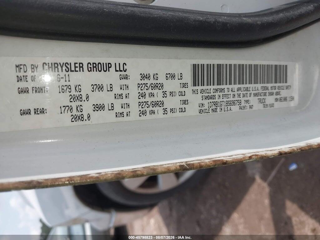 1D7RB1GT1BS696758 2011 RAM RAM 1500 photo no. 9