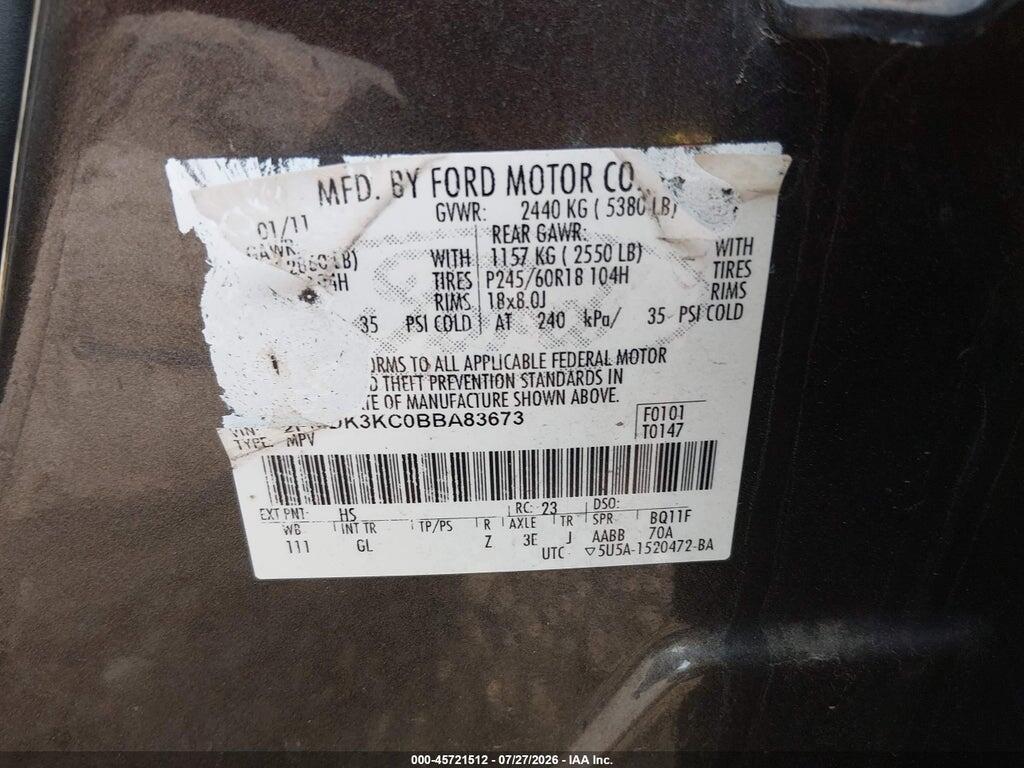 2FMDK3KC0BBA83673 2011 FORD EDGE photo no. 9