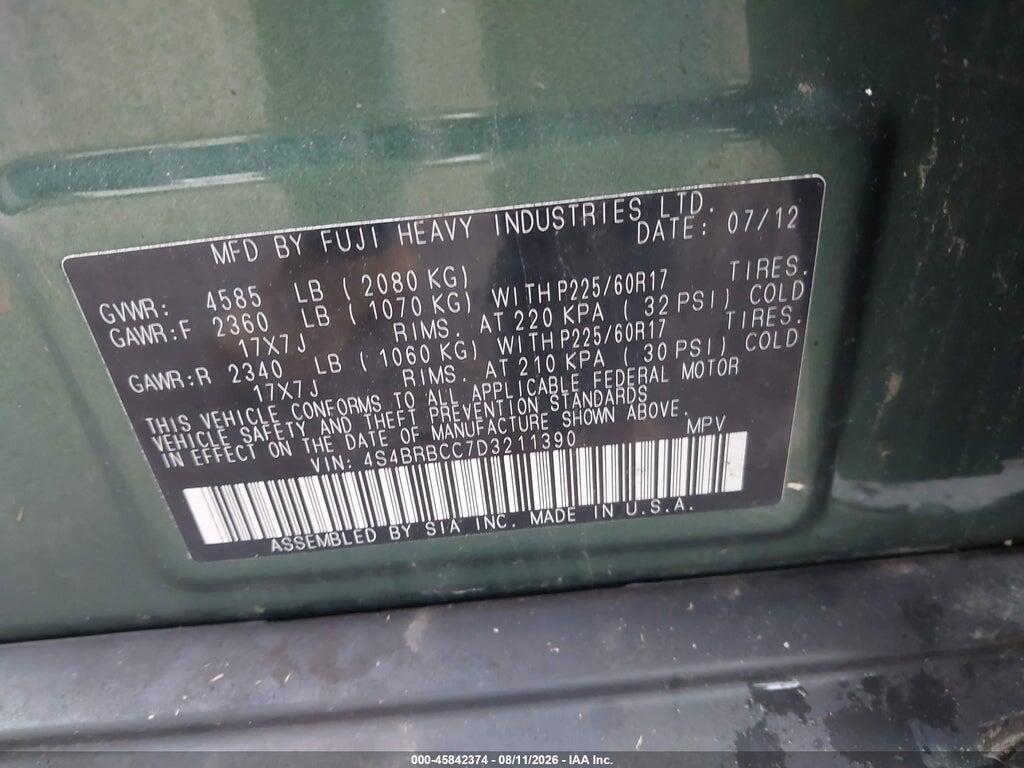 4S4BRBCC7D3211390 2013 SUBARU OUTBACK photo no. 9