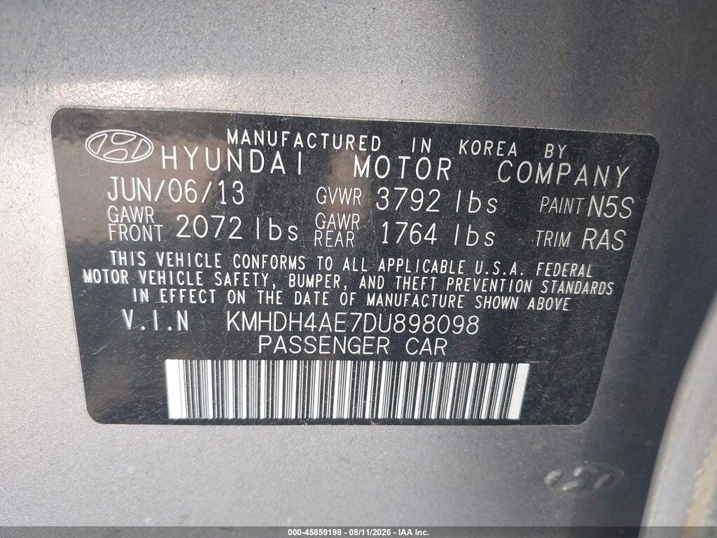 KMHDH4AE7DU898098 2013 HYUNDAI ELANTRA photo no. 9
