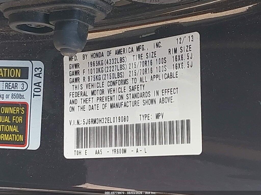 5J6RM3H32EL019080 2014 HONDA CR-V photo no. 9