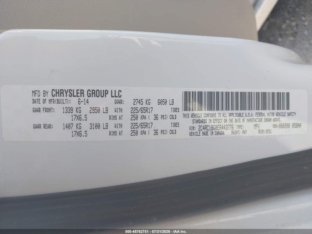 2C4RC1BG0ER443776 2014 CHRYSLER TOWN & COUNTRY photo no. 9
