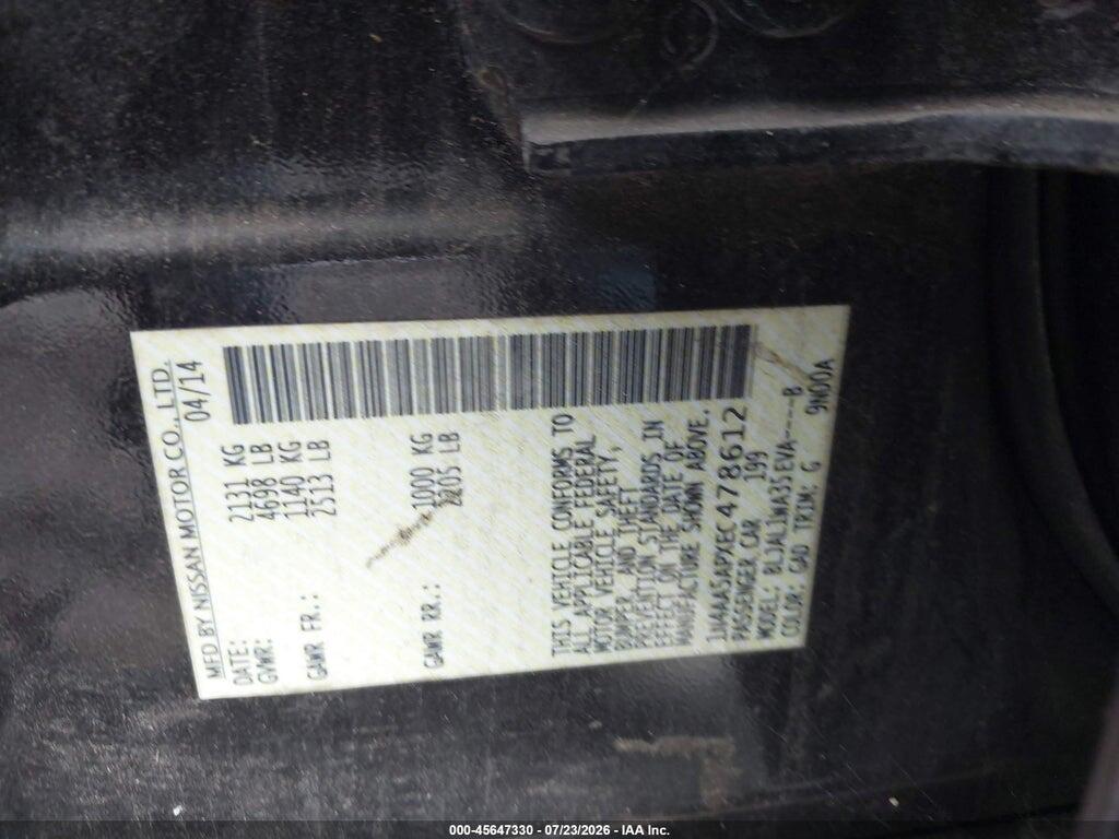 1N4AA5APXEC478612 2014 NISSAN MAXIMA photo no. 9