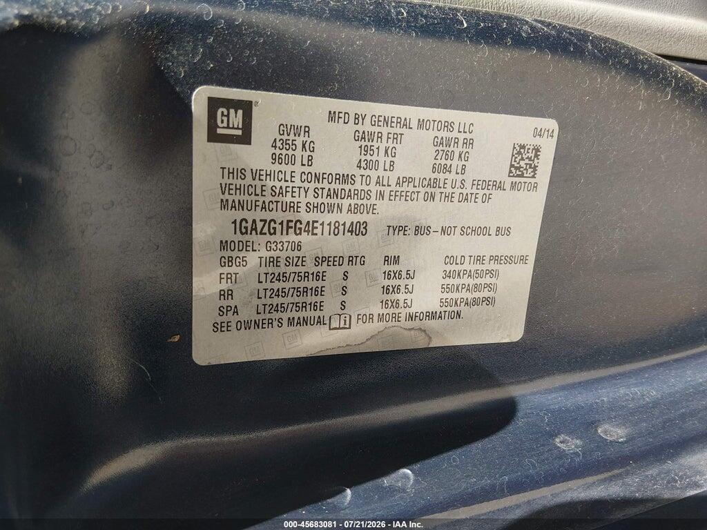 1GAZG1FG4E1181403 2014 CHEVROLET EXPRESS 3500 photo no. 9