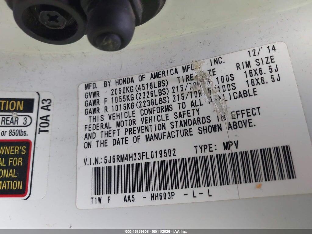 5J6RM4H33FL019502 2015 HONDA CR-V photo no. 9