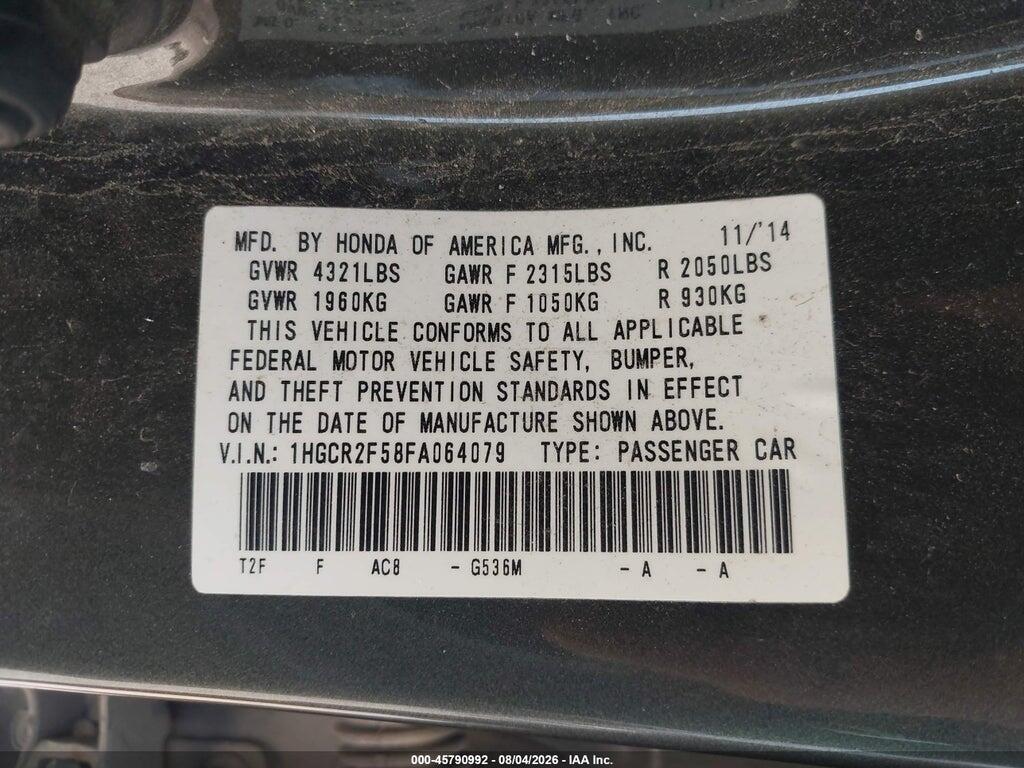 1HGCR2F58FA064079 2015 HONDA ACCORD photo no. 9
