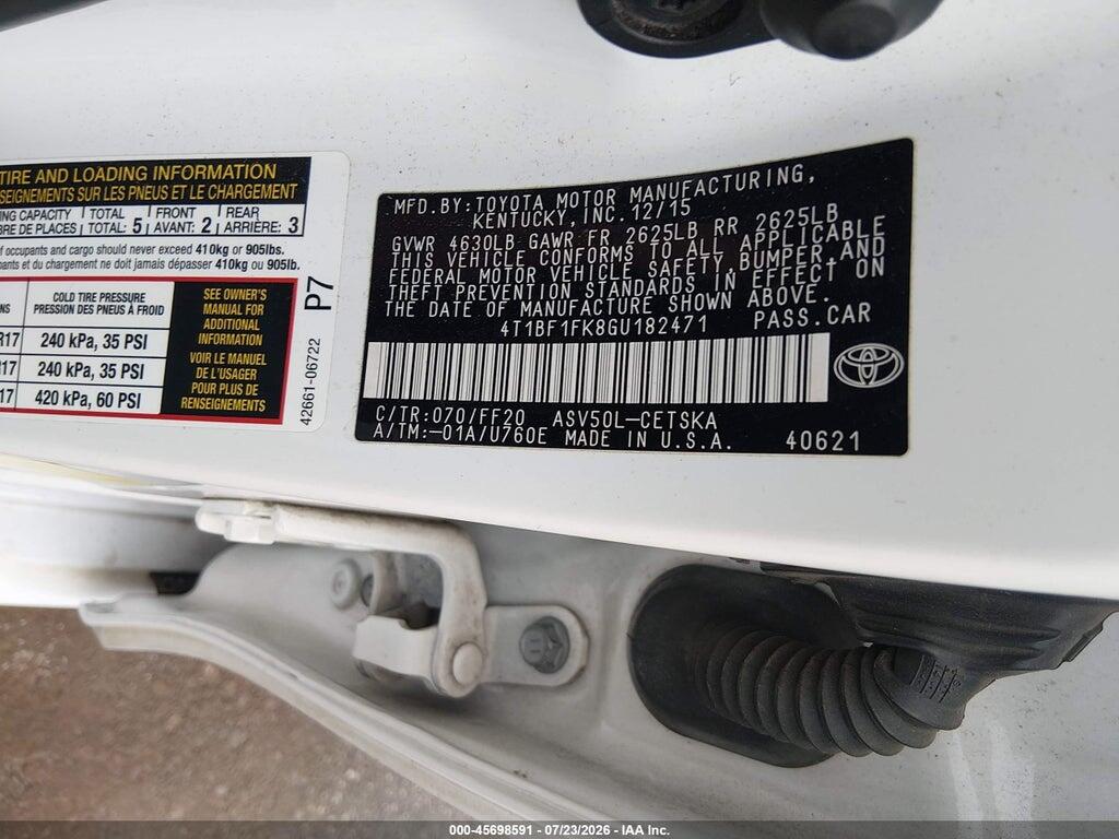 4T1BF1FK8GU182471 2016 TOYOTA CAMRY photo no. 9