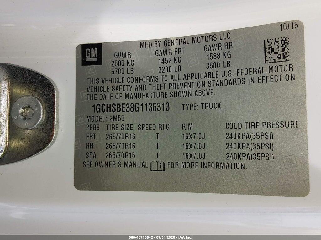 1GCHSBE38G1136313 2016 CHEVROLET COLORADO photo no. 9