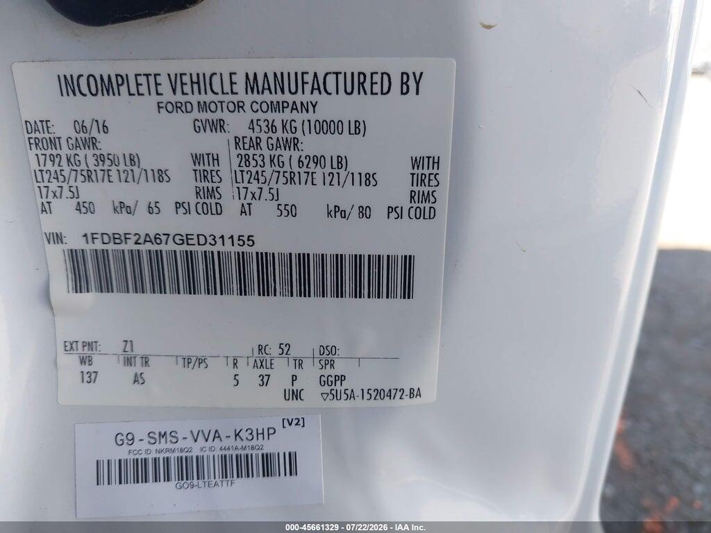 1FDBF2A67GED31155 2016 FORD F-250 photo no. 9