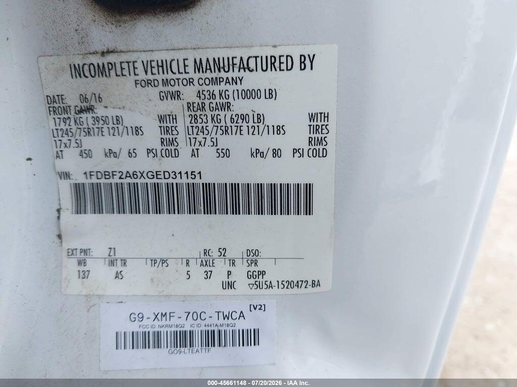 1FDBF2A6XGED31151 2016 FORD F-250 photo no. 9