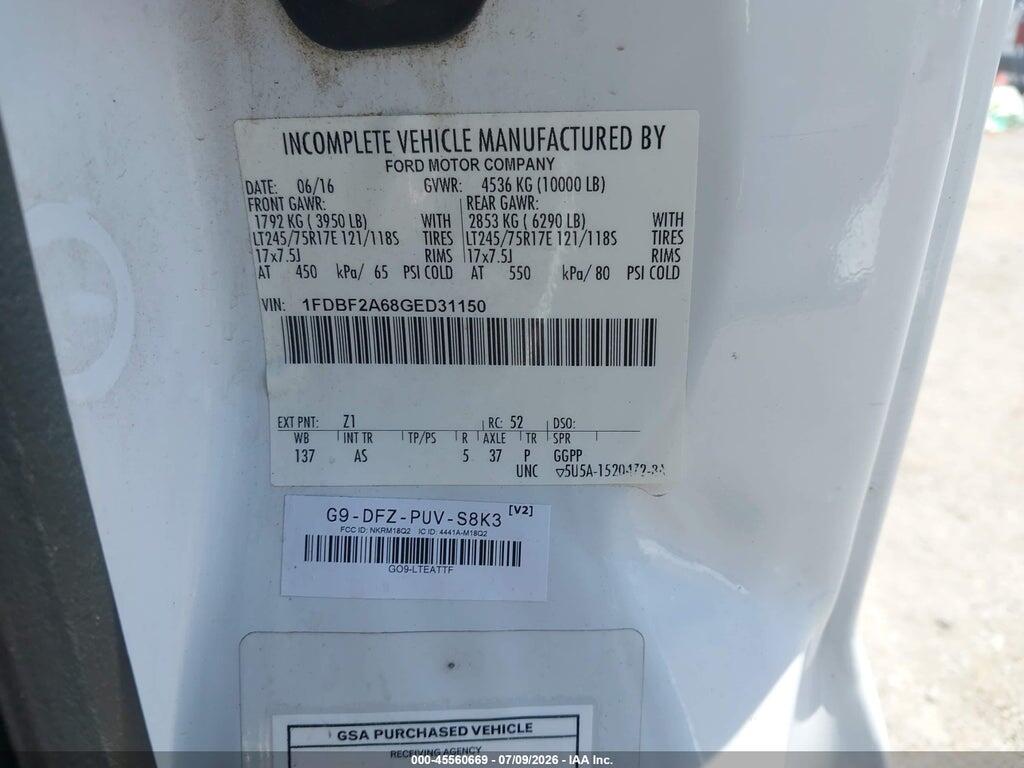 1FDBF2A68GED31150 2016 FORD F-250 photo no. 9