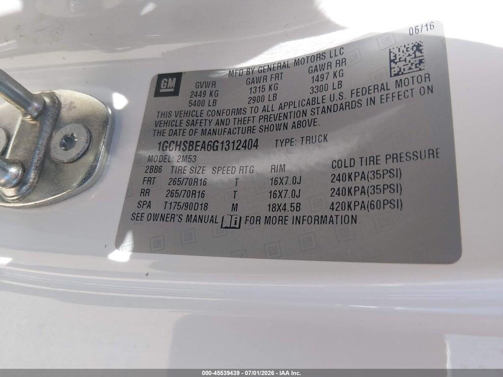 1GCHSBEA6G1312404 2016 CHEVROLET COLORADO photo no. 9
