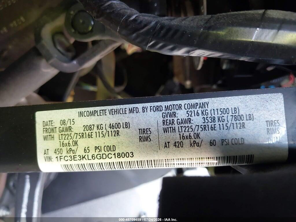 1FC3E3KL6GDC18003 2016 FORD E-350 STRIPPED photo no. 9