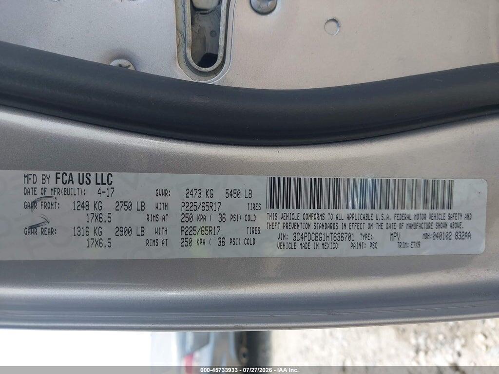 3C4PDCBG1HT636701 2017 DODGE JOURNEY photo no. 9