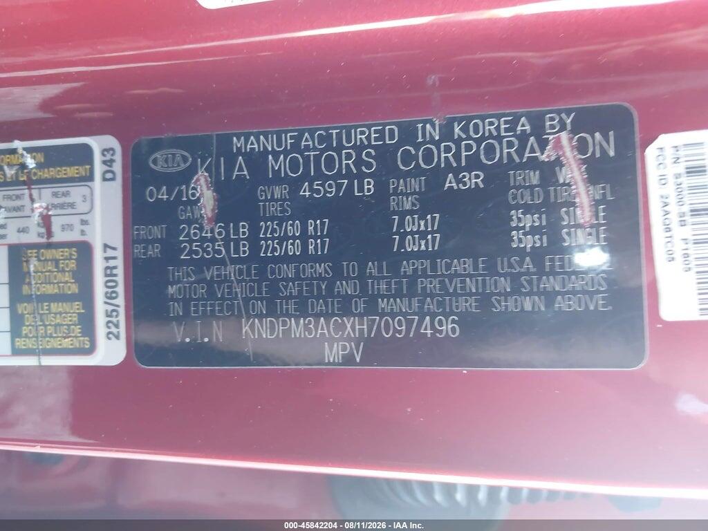 KNDPM3ACXH7097496 2017 KIA SPORTAGE photo no. 9