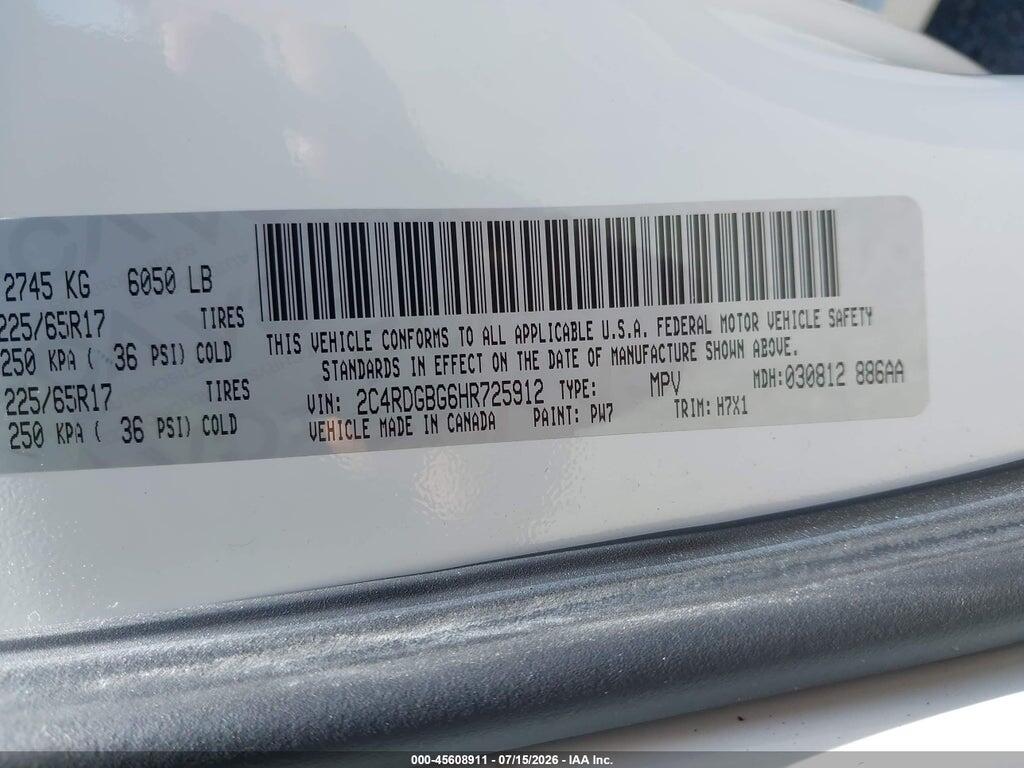 2C4RDGBG6HR725912 2017 DODGE GRAND CARAVAN photo no. 9