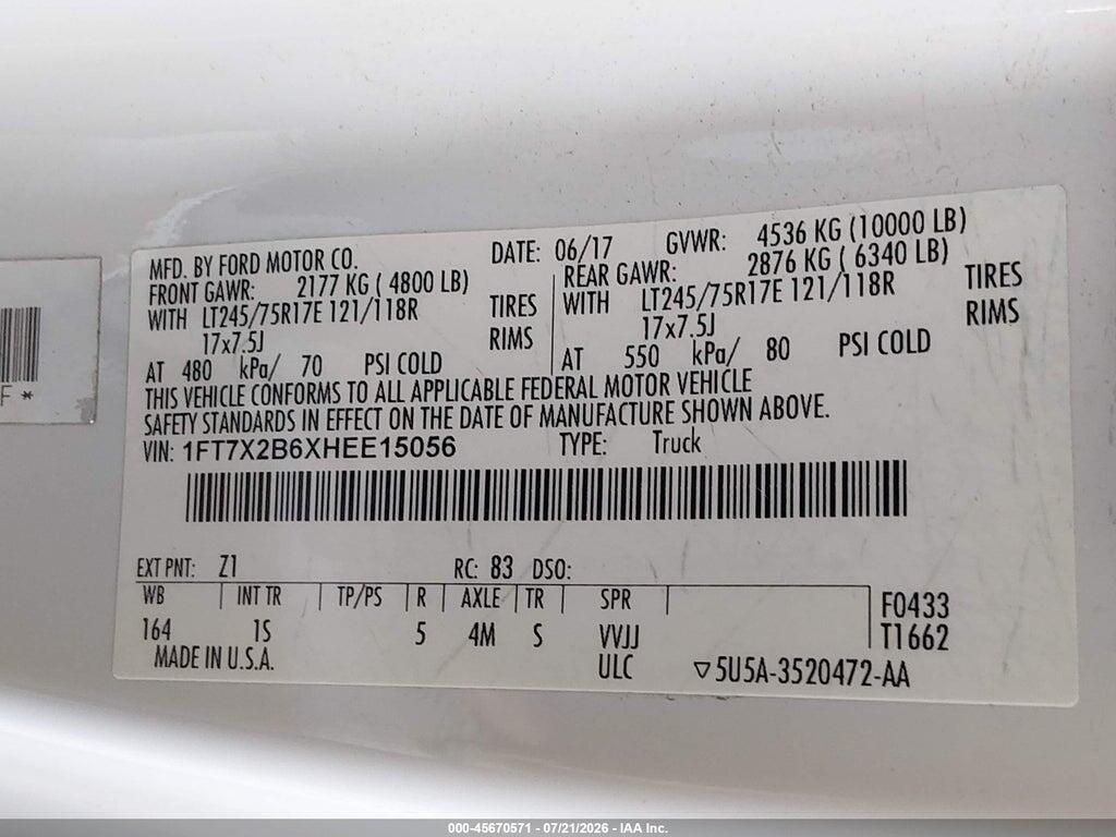 1FT7X2B6XHEE15056 2017 FORD F-250 photo no. 9