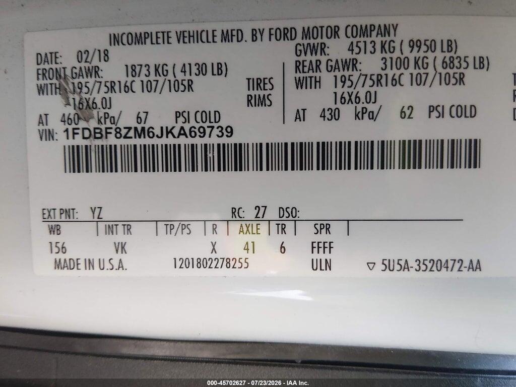 1FDBF8ZM6JKA69739 2018 FORD TRANSIT-350 CAB photo no. 7