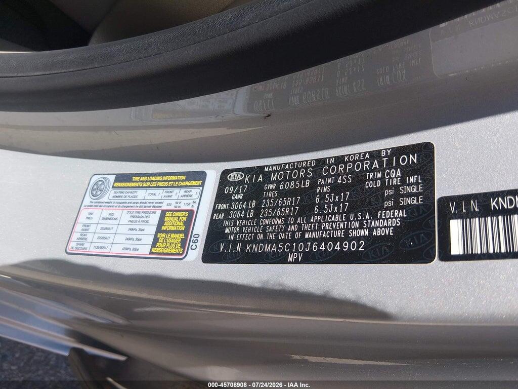 KNDMA5C10J6404902 2018 KIA SEDONA photo no. 9