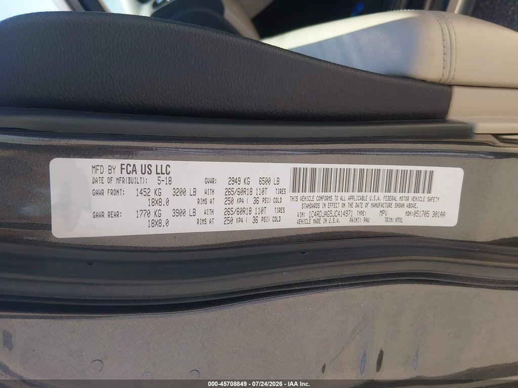 1C4RDJAG5JC414971 2018 DODGE DURANGO photo no. 9