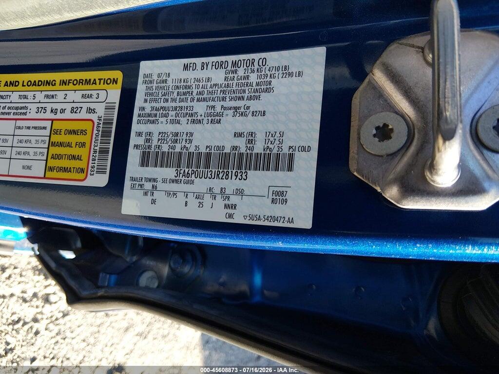 3FA6P0UU3JR281933 2018 FORD FUSION HYBRID photo no. 9