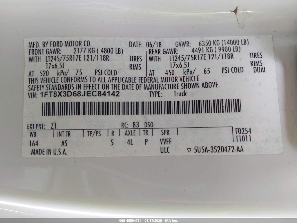 1FT8X3D68JEC84142 2018 FORD F-350 photo no. 9