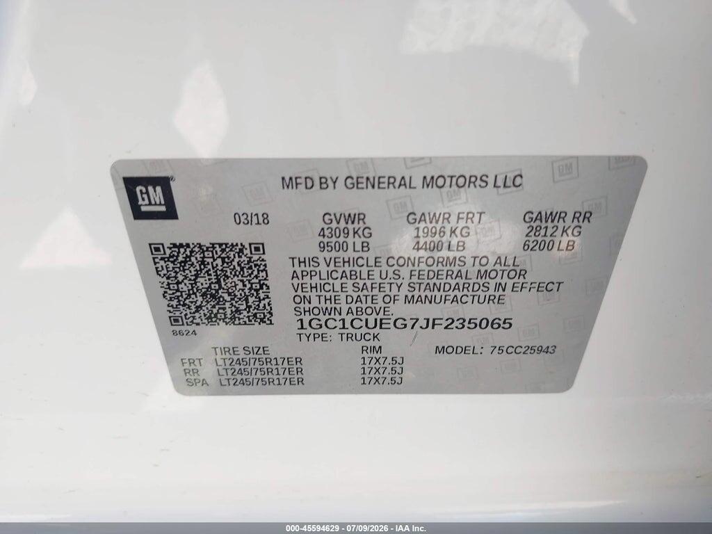 1GC1CUEG7JF235065 2018 CHEVROLET SILVERADO 2500HD photo no. 9