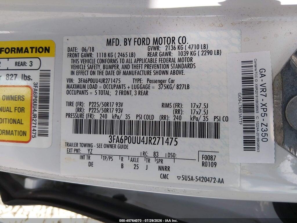3FA6P0UU4JR271475 2018 FORD FUSION HYBRID photo no. 9