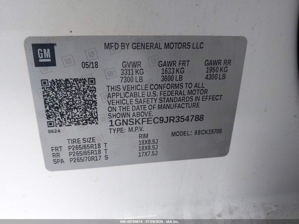 1GNSKFEC9JR354788 2018 CHEVROLET TAHOE photo no. 9