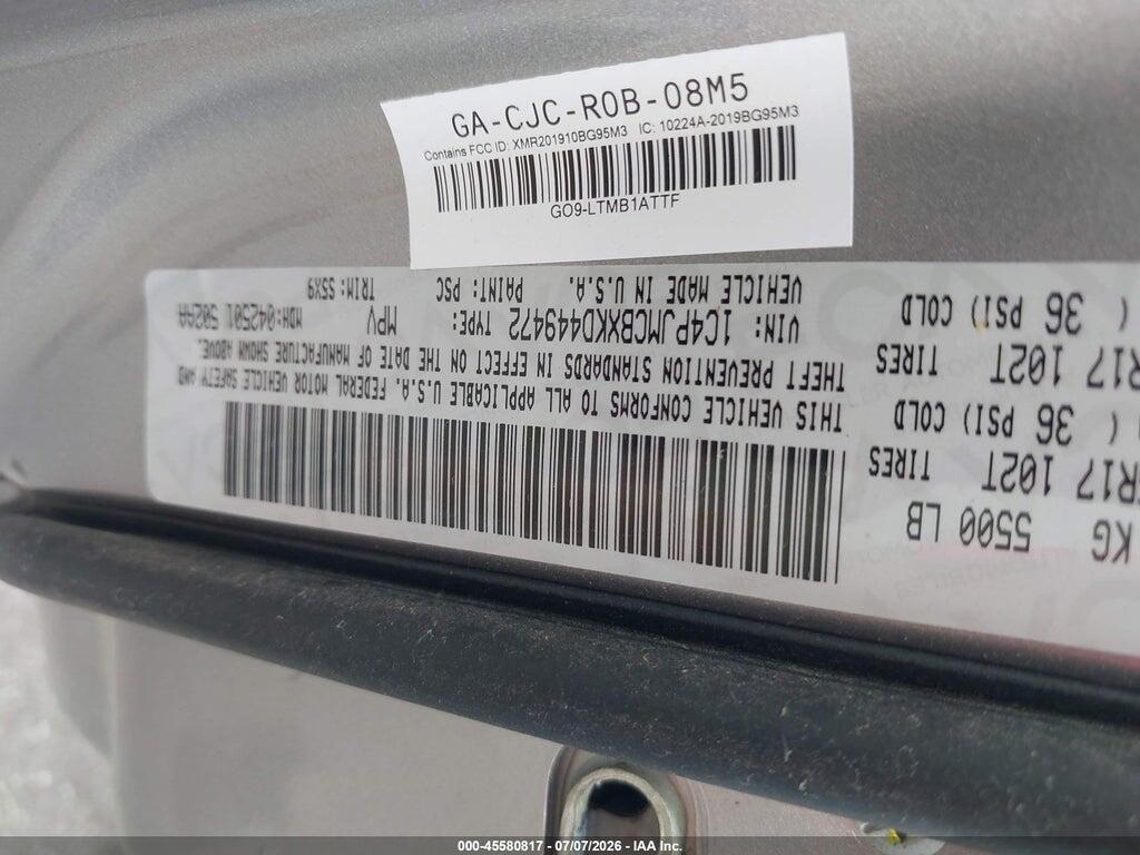 1C4PJMCBXKD449472 2019 JEEP CHEROKEE photo no. 9