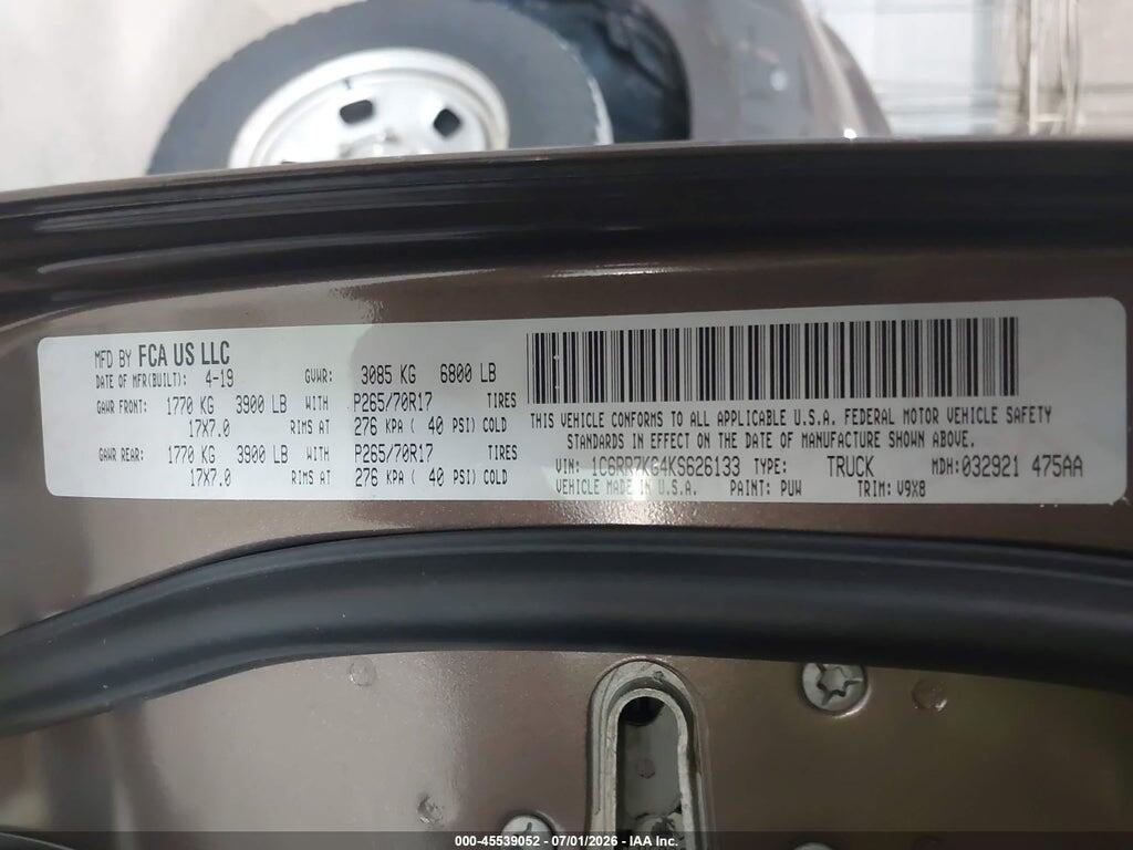 1C6RR7KG4KS626133 2019 RAM 1500 CLASSIC photo no. 9
