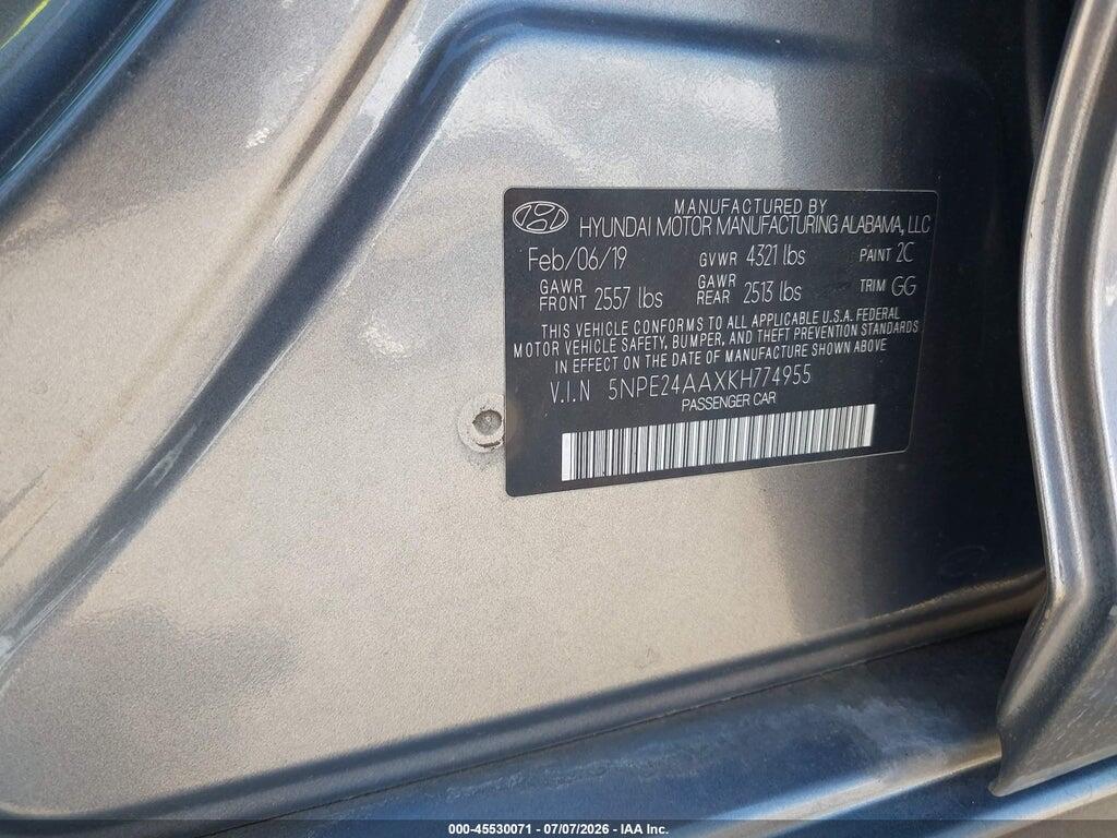 5NPE24AAXKH774955 2019 HYUNDAI SONATA photo no. 9