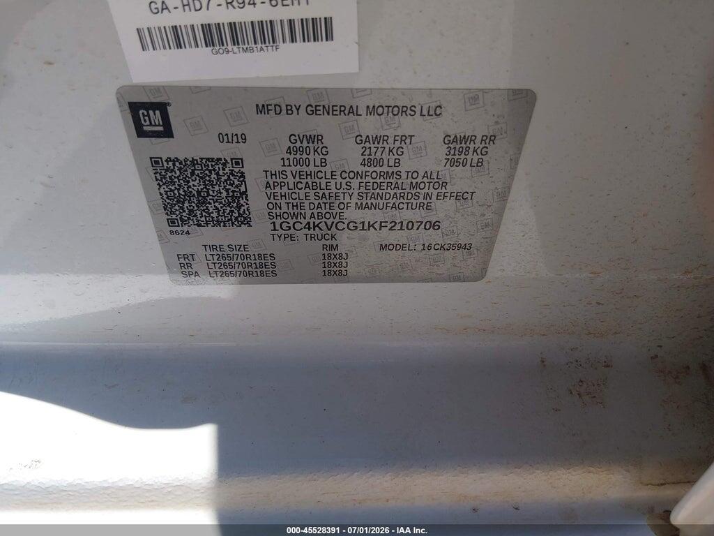 1GC4KVCG1KF210706 2019 CHEVROLET SILVERADO 3500HD photo no. 9