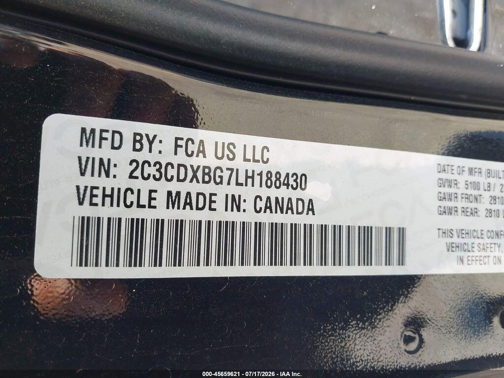 2C3CDXBG7LH188430 2020 DODGE CHARGER photo no. 9