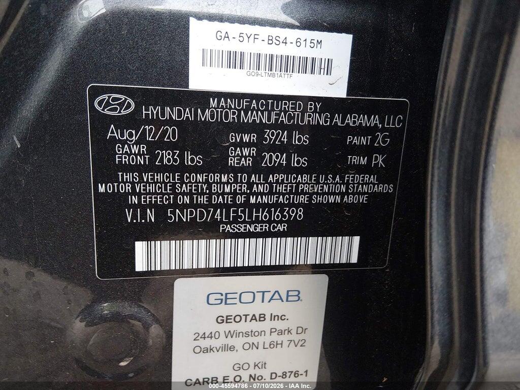 5NPD74LF5LH616398 2020 HYUNDAI ELANTRA photo no. 9