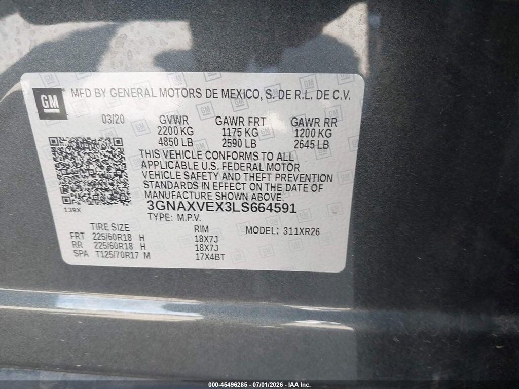 3GNAXVEX3LS664591 2020 CHEVROLET EQUINOX photo no. 9