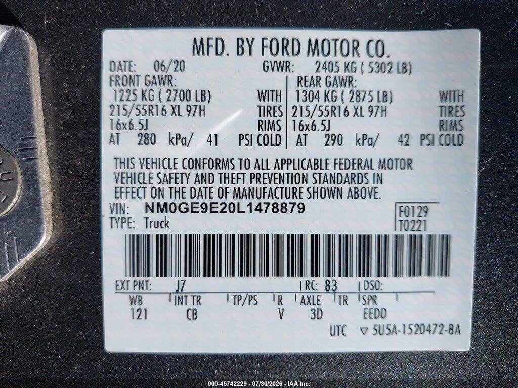NM0GE9E20L1478879 2020 FORD TRANSIT CONNECT photo no. 9
