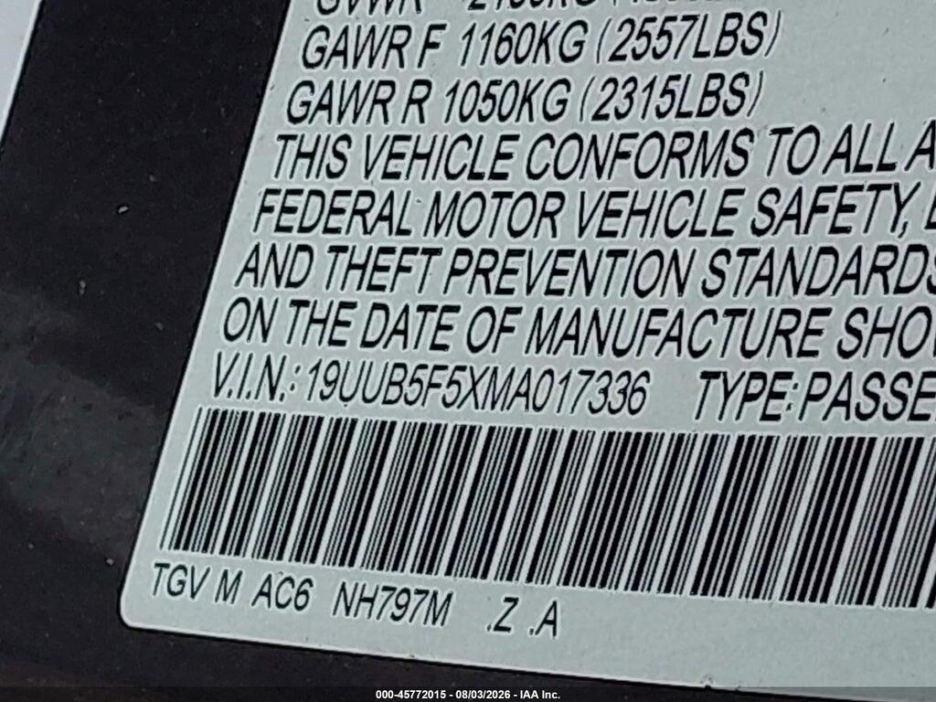 19UUB5F5XMA017336 2021 ACURA TLX photo no. 9