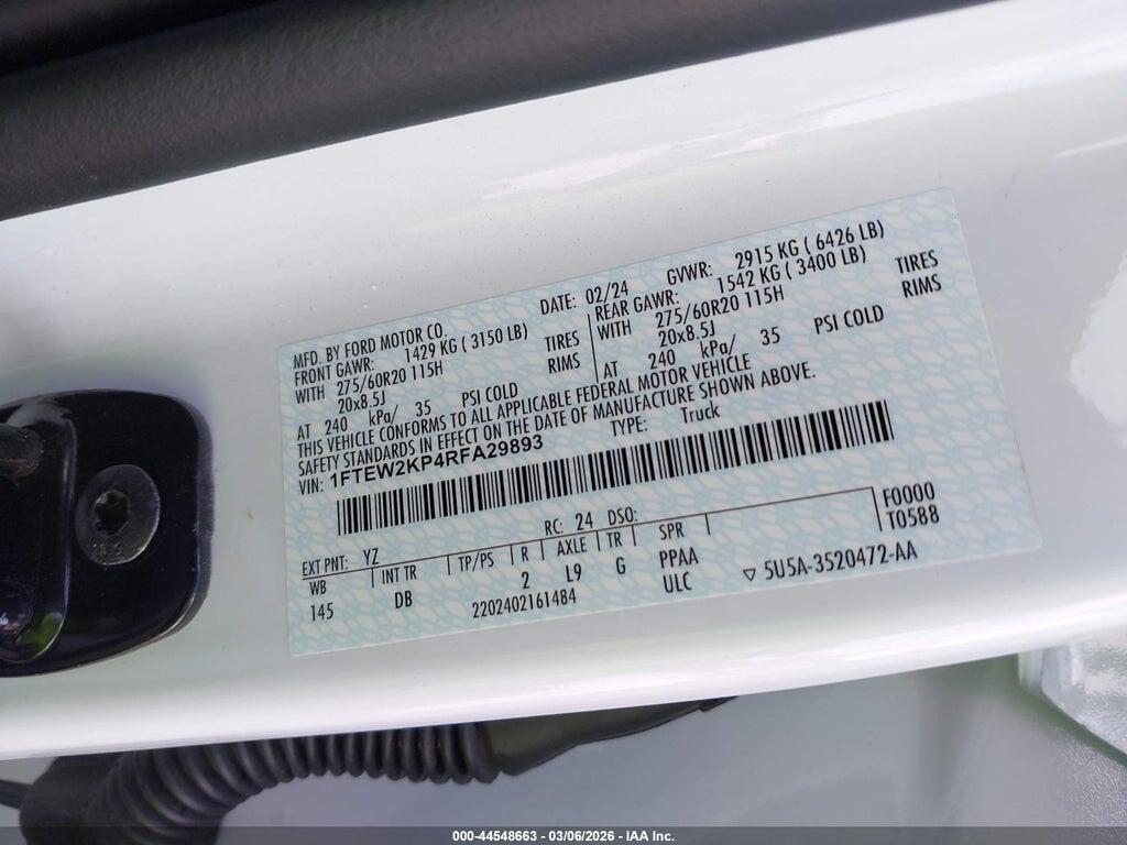 1FTEW2KP4RFA29893 2024 FORD F-150 photo no. 9